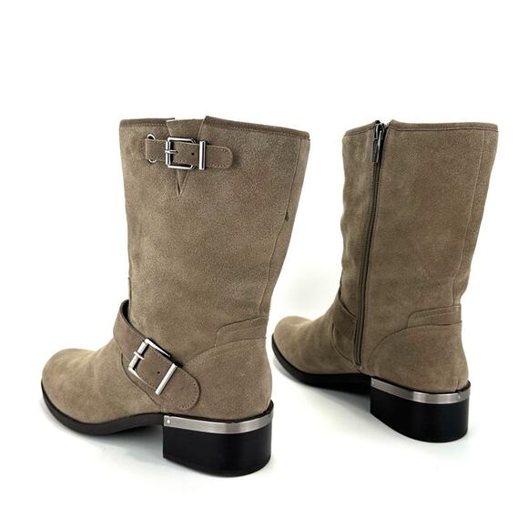 Vince Camuto Whyla Tan Moto Boot Size 9 Suede Block Heel Mid-Calf Bootie - Picture 12 of 15